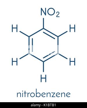 Il nitrobenzene molecola di solvente. Formula di scheletro. Illustrazione Vettoriale