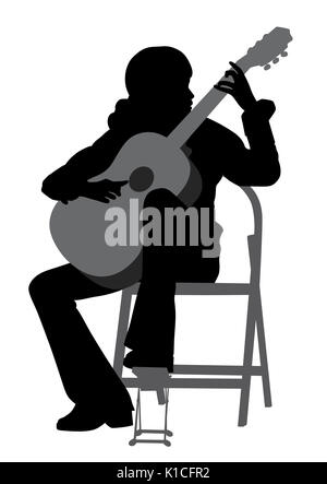 Giovane donna suonare la chitarra acustica. La musica classica. Foto Stock