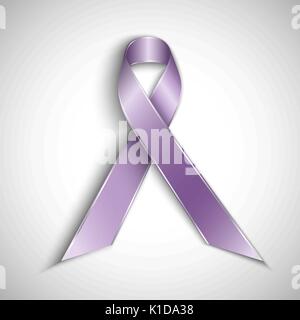 Nastro viola isolato su sfondo bianco per la Giornata mondiale della consapevolezza di epilessia. Illustrazione Vettoriale. Illustrazione Vettoriale