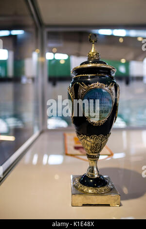 CCCP Trophy ha assegnato a Pelé (Edson Arantes do Nascimento) da giornalisti russi come il miglior giocatore del campionato mondiale di calcio FIFA del 1958, Pele Museum, Santos Foto Stock