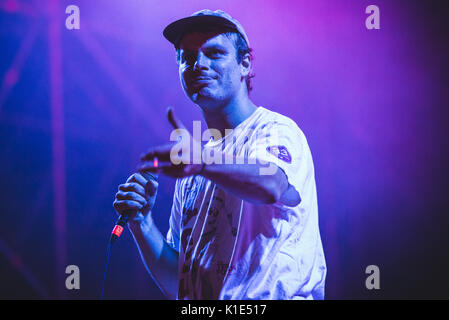 Torino, Italia. 25 Ago, 2017: Mac DeMarco performance dal vivo sul palco del Festival di oggi a Torino Credito: Alessandro Bosio/Alamy Live News Foto Stock