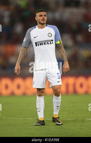 26.08.2017. Stadio Olimpico di Roma, Italia. Di calcio della Serie A. Come Roma vs Inter. Mauro Icardi in azione durante la partita. Foto Stock