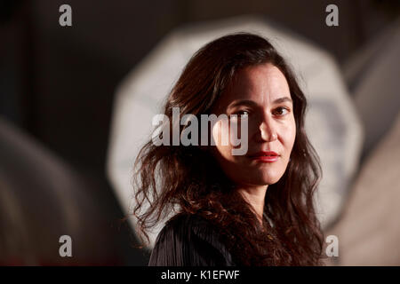 Edimburgo, Scozia il 27 agosto. Giorno 16 Edinburgh International Book Festival. Nella foto: Nicole Krauss è un autore americano meglio conosciuto per i suoi tre romanzi uomo cammina in una stanza, la storia di amore e grande casa. Pak@ Mera/Alamy Live News. Foto Stock