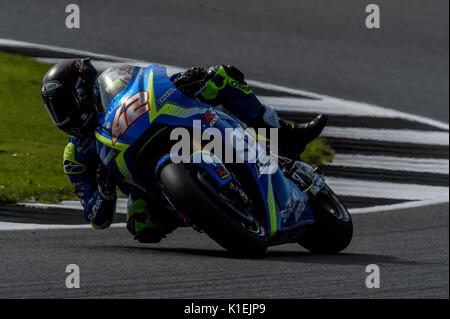 Alex Rins (Suzuki Ecstar) durante le prove libere per il Britsh MotoGP sul circuito di Silverstone (foto di Gaetano Piazzolla/Pacific Stampa) Foto Stock