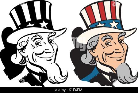 Icona americana e simbolo di libertà lo zio Sam Illustrazione Vettoriale