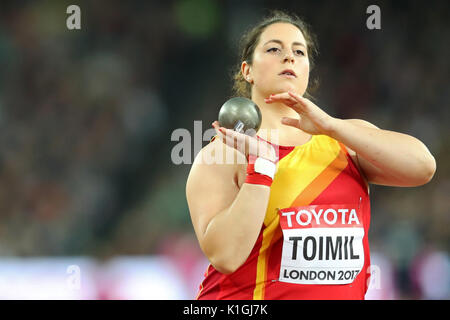 María Belén TOIMIL (Spagna) concorrenti in donne del colpo messo una qualificazione al 2017, IAAF Campionati del Mondo, Queen Elizabeth Olympic Park, Stratford, Londra, Regno Unito. Foto Stock