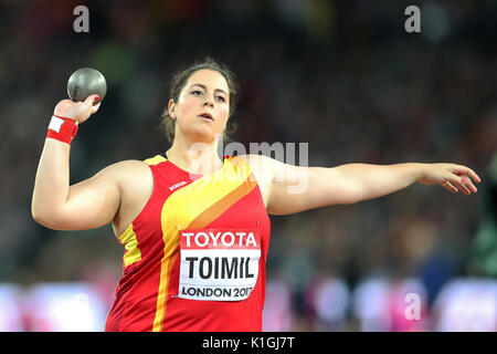 María Belén TOIMIL (Spagna) concorrenti in donne del colpo messo una qualificazione al 2017, IAAF Campionati del Mondo, Queen Elizabeth Olympic Park, Stratford, Londra, Regno Unito. Foto Stock