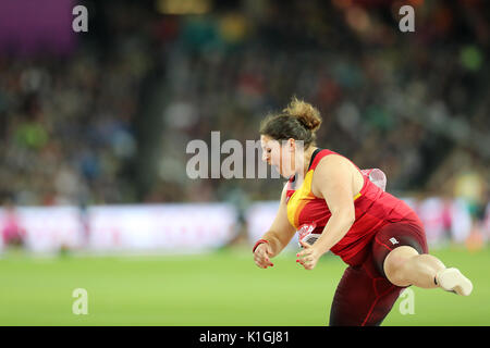 María Belén TOIMIL (Spagna) concorrenti in donne del colpo messo una qualificazione al 2017, IAAF Campionati del Mondo, Queen Elizabeth Olympic Park, Stratford, Londra, Regno Unito. Foto Stock