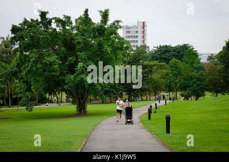 Singapore - Dic 15, 2015. Persone non identificate a piedi attraverso il Singapore Botanic Gardens in Singapore. Inaugurato nel 1859, i giardini coprono ora il 74 ettari Foto Stock