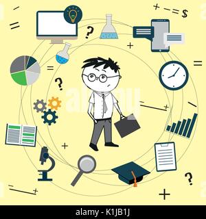 Scienziato, concetto dello sfondo. Illustrazione Vettoriale Illustrazione Vettoriale