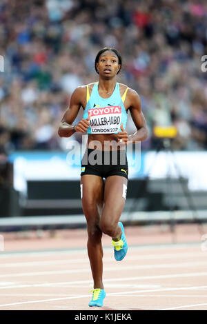 Shaunae MILLER-UIBO (Bahamas) competere nel femminile 200m 4 di calore al 2017, IAAF Campionati del Mondo, Queen Elizabeth Olympic Park, Stratford, Londra, Regno Unito. Foto Stock