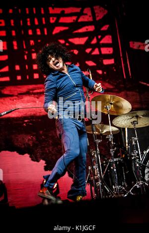 Cedric Bixler Zavala della american punk rock band al Drive In raffigurata sul palco come si esibiranno live al Lowlands Festival 2017 in Biddinghuizen Olanda (foto di Roberto Finizio / Pacific Stampa) Foto Stock