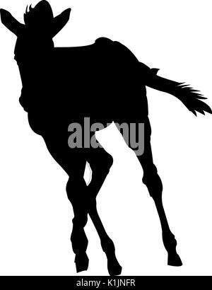 Vista la silhouette di un cucciolo di Zebra Illustrazione Vettoriale