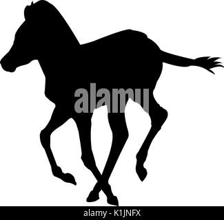 Vista la silhouette di un cucciolo di Zebra Illustrazione Vettoriale