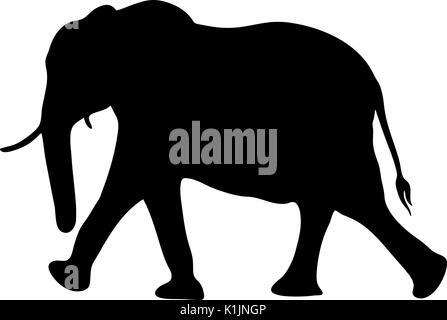 Vista la silhouette di un elefante africano Illustrazione Vettoriale