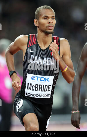 Brandon MCBRIDE (Canada) concorrenti negli uomini della 800m Finale al 2017, IAAF Campionati del Mondo, Queen Elizabeth Olympic Park, Stratford, Londra, Regno Unito. Foto Stock