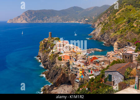 Vernazza, Cinque Terre Liguria, Italia Foto Stock