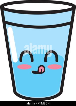 Kawaii carino divertente bicchiere di acqua Illustrazione Vettoriale