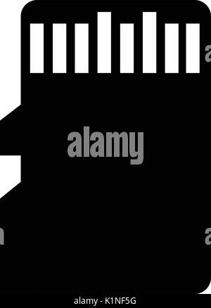 Icona vettore scheda micro SD isolati su sfondo bianco. Silhouette nera. EPS10 Illustrazione Vettoriale