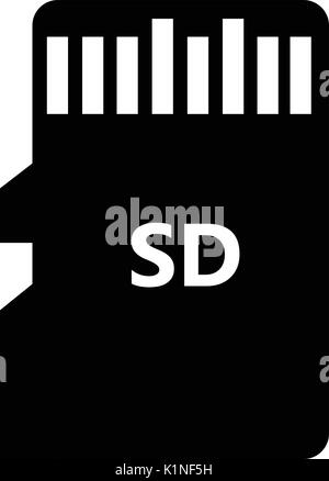 Icona vettore scheda micro SD isolati su sfondo bianco. Silhouette nera. EPS10 Illustrazione Vettoriale