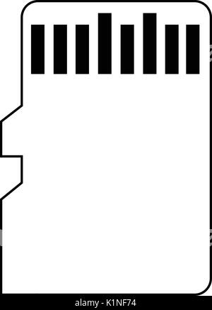 Icona vettore scheda micro SD isolati su sfondo bianco rivestito in stile. Silhouette nera. EPS10 Illustrazione Vettoriale