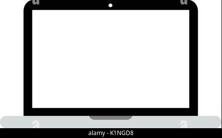 Laptop icona nera in un elegante stile piatto isolato su sfondo bianco. Simbolo di computer per la progettazione di un sito web o un logo o app o interfaccia utente. Illustratio vettore Illustrazione Vettoriale