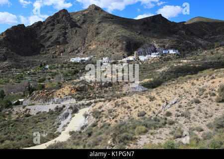 Villaggio Huebro, Sierra Alhamilla montagne, Nijar Almeria, Spagna Foto Stock