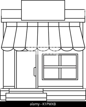 Edificio storefront shop facciata vista anteriore su sfondo bianco illustrazione vettoriale Illustrazione Vettoriale