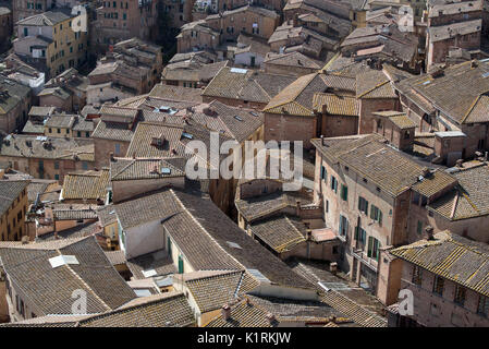 La vista sui tetti di Siena da Torre del Mangia, Toscana, Italia Foto Stock