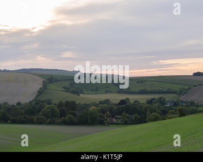 Paesaggio inglese vicino a Brixton Deverill, Wiltshire, Inghilterra Foto Stock