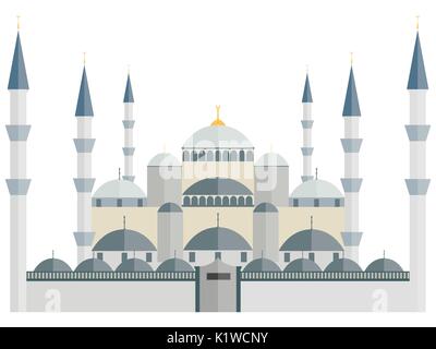 La Moschea Blu. La Turchia. Istanbul. Meraviglie del mondo. Illustrazione Vettoriale