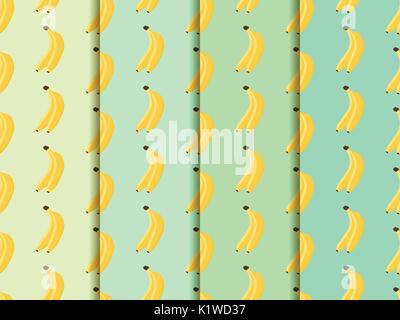 Modello senza soluzione di continuità con le banane. Set di vettore seamless pattern. Illustrazione Vettoriale