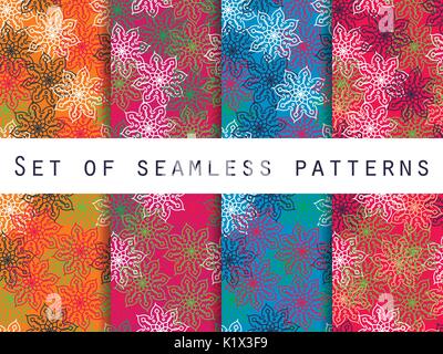 Boho seamless pattern. Etniche e tribali pattern. Set. Per la carta da parati, la biancheria da letto e da bagno, piastrelle, tessuti, sfondi. Illustrazione Vettoriale. Illustrazione Vettoriale