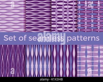 Set di seamless pattern a strisce. Linea curva. Illustrazione Vettoriale Illustrazione Vettoriale