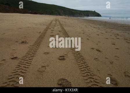 La tranquilla fine di Praa Sands, Cornwall Foto Stock