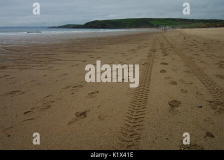 La tranquilla fine di Praa Sands, Cornwall Foto Stock