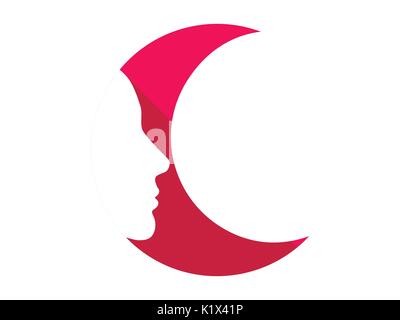 Crescent con un volto. Volto femminile nel profilo. Illustrazione Vettoriale Illustrazione Vettoriale