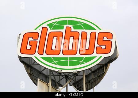 Marsdorf, Germania - luglio 1, 2017: globus logo su un pannello. globus è un tedesco di catena di vendita al dettaglio di ipermercati e negozi per il fai da te e i negozi di elettronica Foto Stock