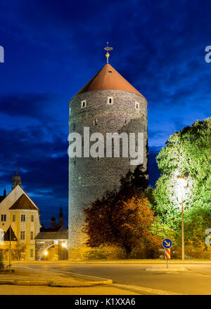 Freiberg - Donatsturm di notte Foto Stock