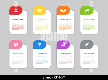 Infografico business design concept illustrazione vettoriale con 8 opzioni o le fasi o processi rappresentano un flusso di lavoro o diagramma di flusso o schema per brochure, Foto Stock