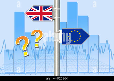 Brexit, UE, valuta britannica, uscita negoziati, la futura cooperazione, incertezza di affari e finanza Foto Stock