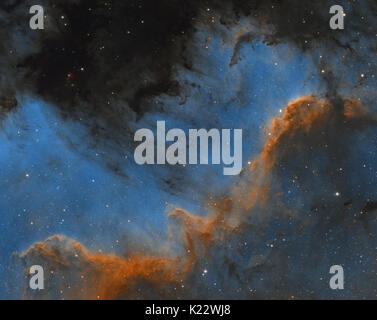 Cygnus Wall regione del nord America nebulosa nella costellazione del Cigno (il cigno) - tavolozza di Hubble Foto Stock