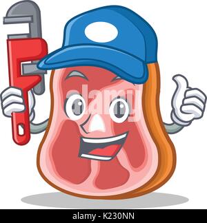 Plumber carattere di carne alimentare fumetto illustrazione vettoriale Illustrazione Vettoriale