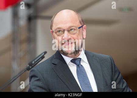 Berlino, Germania. 28 Agosto, 2017. Durante l'Istruzione nazionale Alliance conferenza stampa Martin Schulz, Freundlich, 28.08.2017, Berlino, Credito: Uwe Koch/Alamy Live News Foto Stock