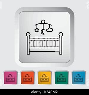 Letto bimbo linea sottile piatto correlati vettore icon set per il web e applicazioni per dispositivi mobili. Esso può essere utilizzato come -pittogramma, icona, una infografica elemento. Vector illu Illustrazione Vettoriale