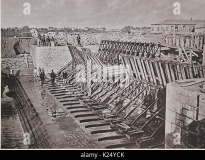 Barrage de Port a l'Anglais - Les travaux publics de la France, 1883 Foto Stock