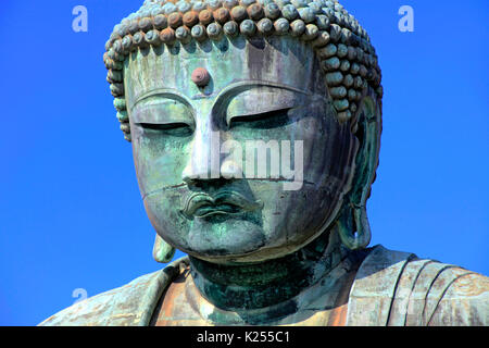 Inquadratura ravvicinata del Grande Buddha a Tempio Kotokuin nella città di Kamakura Kanagawa Giappone Foto Stock