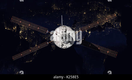 L'Agenzia Spaziale Europea Automated Transfer Vehicle-4 si avvicina alla stazione spaziale internazionale. Foto Stock