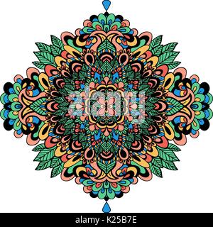 Abstract ornamento etnico. Modello asiatico. Colorato sfondo autentico. Illustrazione Vettoriale. Mandala stampa. Illustrazione Vettoriale