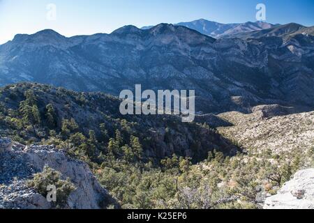 Canyon, creste e picchi di montagna costituiscono la Madre Mountain Wilderness entro il Red Rock Canyon National Conservation Area 26 Settembre 2016 vicino a Las Vegas, Nevada. Foto Stock